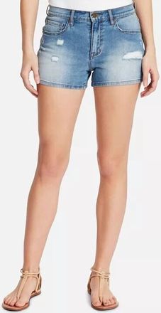 William Rast Pop High Rise Ripped Denim Jean Shorts In Blue
