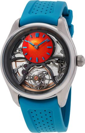 H. Moser & Cie Pioneer Cylindrical Tourbillon Skeleton Spiced Aqua Automatic Watch 3811-1203