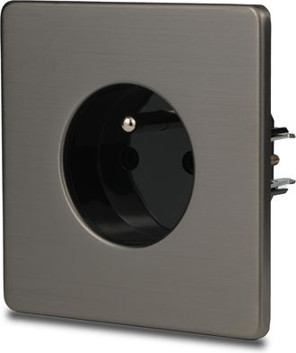 OEM Toma De Corriente Individual De Acero Cepillado Negro Pvd Color Gris Plomo