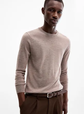 Le 31 Mens Responsible merino wool crew-neck sweater