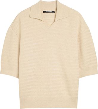 Jacquemus Le Polo Maille Striped Cotton-blend Polo Shirt - Beige - XL