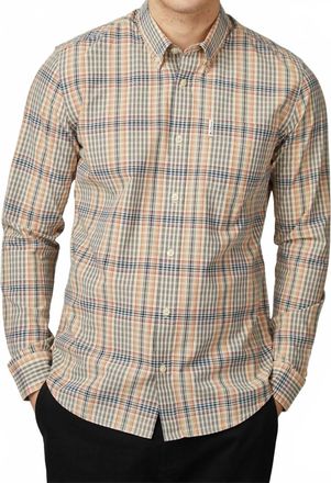 Ben Sherman Long Sleeve Multicolour Check Shirt In Fog