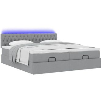 vidaXL Estructura De Cama Otomana Colchones Tela Gris Claro 200x200cm Vidaxl