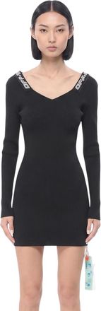 Off-white Black Logo V Neck Mini Dress