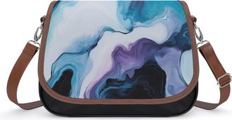 Generic Abstract Blue Pattern Small Womens Crossbody Bags Shoulder Handbag with Adjustable Strap for Travel