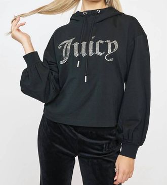 Juicy Couture Big Bling Balloon Sleeve Hoodie In Black