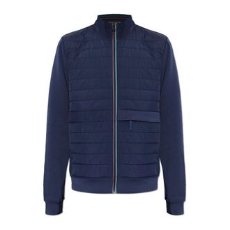 Paul Smith Light Jackets, male, Blue, Size: 2XL Turtleneck Sweatshirt with Quilted Front