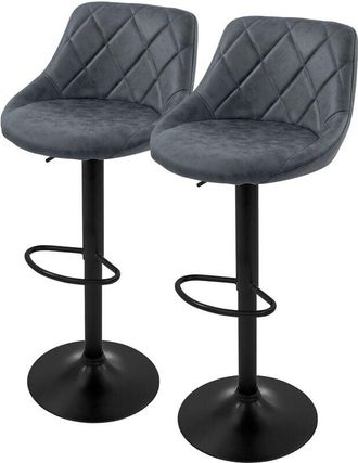 ML Design Ml-design - Set 2x Taburetes De Bar De Piel Sint&eacute;tica Antracita, Sillas De Mostrador Giratorias 360&deg; Con Altura Regulable 62-82cm, Asiento De Bistro P