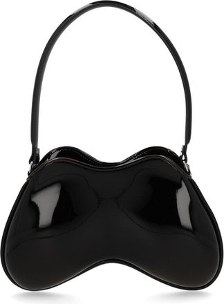 Diesel Black Sculptural Glossy Shoulder Bag