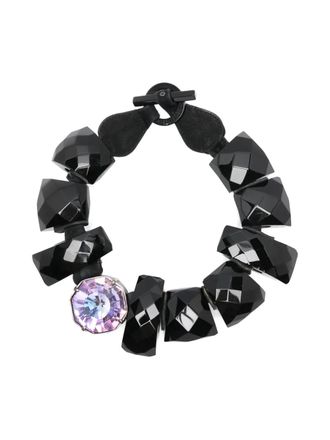 Giorgio Armani 2000s faceted necklace - women - Metal/Plastic/glass/Calf Suede - One Size - Black
