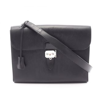 Herm&egrave;s Black Leather Shoulder Bag (Pre-Owned)