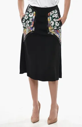 Stella McCartney Midi Skirt with Floral Patch Motif Stella McCartney