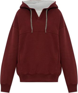 Maison Margiela Cotton Shoelace Hoodie - Dames - Hoodies - Rood - L - Katoen - Hoodies & sweatvesten