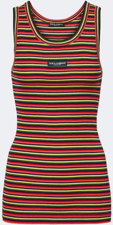 Dolce & Gabbana Knitted striped cotton tank top