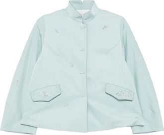 Shiatzy Chen Scape-of-Curve cropped jacket - women - Wool/Mulberry Silk/Mulberry Silk/Polyester - 40 - Green