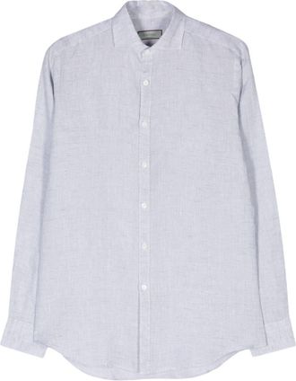 Canali spread-collar long-sleeve shirt - men - Linen/Flax - M - Grey