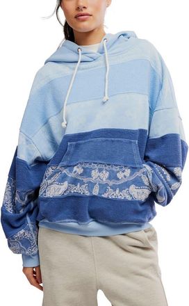 Free People FP Movement Final Call Appliqu&eacute; Graphic Hoodie in Blue Indigo Combo at Nordstrom, Size X-Small