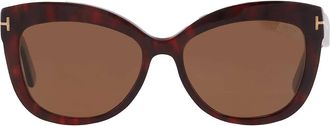 Tom Ford Alistair Polarized Brown Cat Eye Ladies Sunglasses FT0524 54H 56