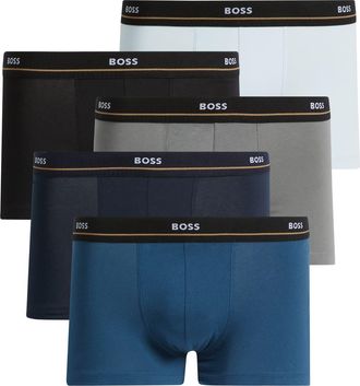 BOSS Assorted 5-Pack Essential Stretch Cotton Trunks in Black/blue/grey/white at Nordstrom, Size Xx-Large