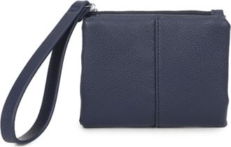 Generic Womens Faux Leather Wristlet Pouch, Zip Top Clutch with Wrist Strap, Textured Grain (Navy)