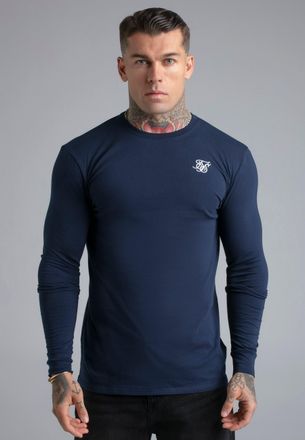 Siksilk Mens Navy Essentials LS T-Shirt XL