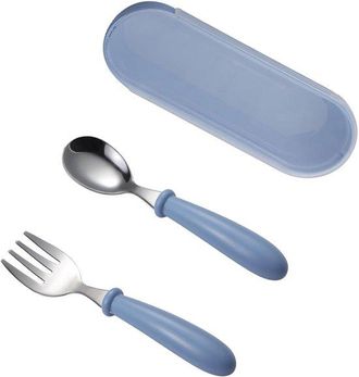 OEM Juego De Cubiertos Infantiles - Juego De 3 Piezas - Tenedor, Cuchara, Caja De Almacenamiento - Acero Inoxidable - Mango De Silicona
