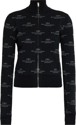 Balenciaga Cardigan met logo - Dames - Vesten - Zwart - S - Leer - Truien & Vesten