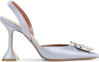 Amina Muaddi Lilac Grey Embellished Pumps