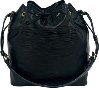 Louis Vuitton Black Leather Shoulder Bag Tote Bag (Pre-Owned)