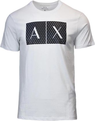 A|X Armani Exchange TShirt Geometric AX Logo - Heren - T-shirts - Wit - 2XL - Katoen - Tops