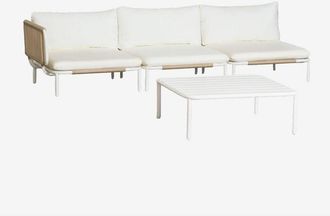 Sklum Sklum - Sof&aacute; Modular De Jard&iacute;n Esquinero De 3 Piezas Y Mesa De Centro Roubly