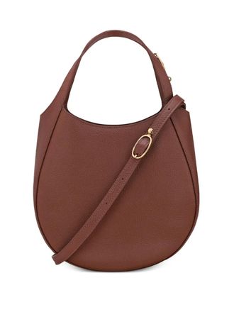 Longchamp small Le Foulonn&eacute; grained-leather tote bag - women - Calf Leather/Recycled Polyester - One Size - Brown