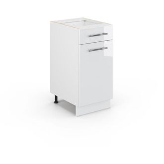 Vicco Mueble Bajo De Cocina Fame-line, Blanco Alto Brillo, 40 Cm, Et Roble, Vicco