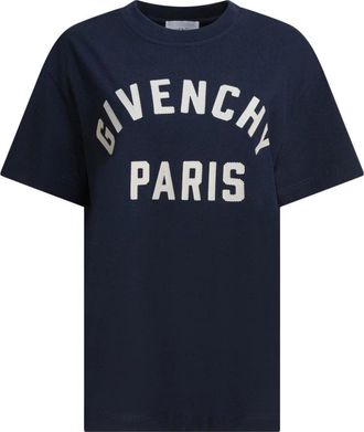 Givenchy Blauw T-shirt voor vrouwen Aw 25 - Dames - T-shirts - Blauw - S - Katoen - Tops