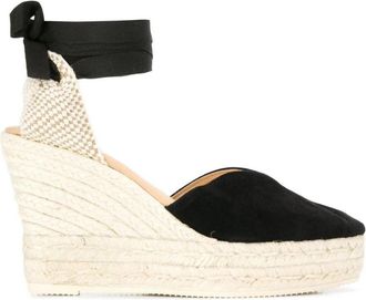 Maneb&igrave; Espadrilles met su&egrave;de hartvormige sleehak - Dames - Sleehakken - Zwart - 41 EU - Su&egrave;de - Schoenen