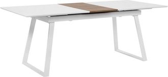 Beliani Beliani - Dining Table White with Light Wood Extending Butterfly Leaf 160/200 x 90 cm Kaluna