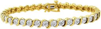 House of Brilliance Haus Of Brilliance 14K Over Silver 0.10 Ct. Tw. Diamond Link Bracelet