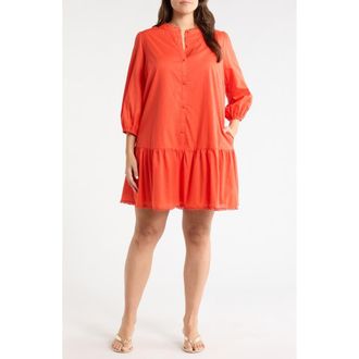 Sugarlips Yamila Ruffle Cotton Minidress in Tomato at Nordstrom, Size 1 X