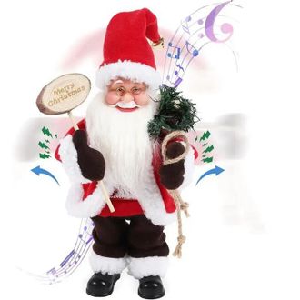 OEM Giocattolo Animato Di Babbo Natale, Babbo Natale Che Canta E Balla Con Viso A Led E Melodia Di Jingle Bells, Decorazione Per Feste Di Natale Al Chiuso