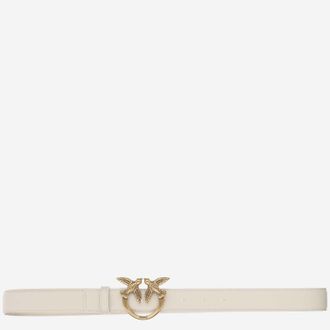 Pinko Womens Love Berry Leather Belt White