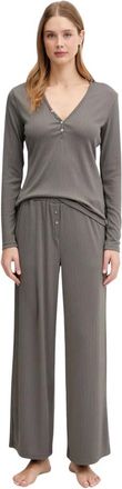Karl Lagerfeld Essential Pyjama Set - Dames - Nachtkleding & Lounge - Grijs - Maat: XS Leer