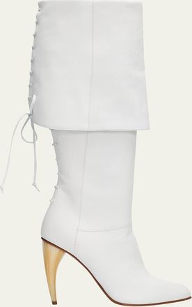 Alexander McQueen 105mm Horn Leather Knee-High Boots