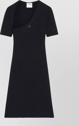 Courr&egrave;ges one shoulder ribbed knit dress