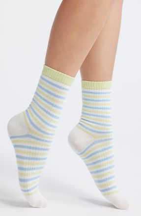 Casa Clara Love Lauren Stripe Rib Cotton Blend Crew Socks at Nordstrom