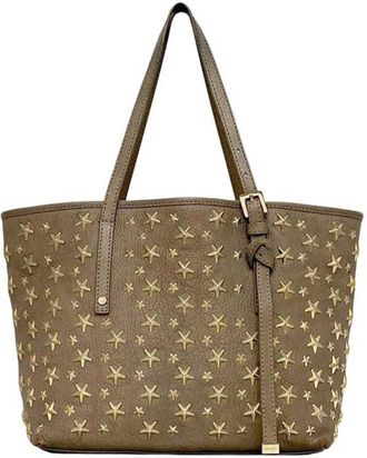 Jimmy Choo London Beige Leather Tote Bag (Pre-Owned)