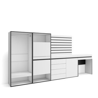 Skraut Home Zapatero, Armario Zapatos Botas, 297x145x35 Cm, Dormitorio, Habitaci&oacute;n, Vestidor Abierto, C&oacute;moda, Cajonera, Listones Decorativos, Tocador, Estilo Mode