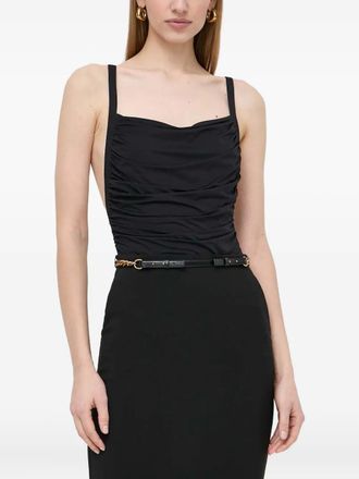 Patrizia Pepe ruched strap top - women - Nylon/Elastane - 44 - Black