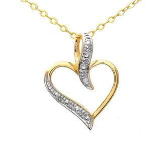 Diamant L'éternel 9kt geelgouden pave set diamanten harthanger en 18 inch ketting