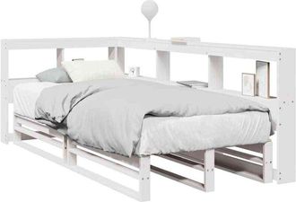 vidaXL Cama Con Estanter&iacute;a Sin Colch&oacute;n Madera Maciza Blanca 100x200 Cm Vidaxl