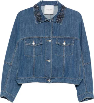 Ermanno Scervino Womens Embroidered Denim Jacket